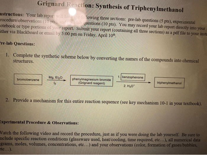 Triphenylmethanol synthesis lab report grignard reaction essay cupsoguepictures